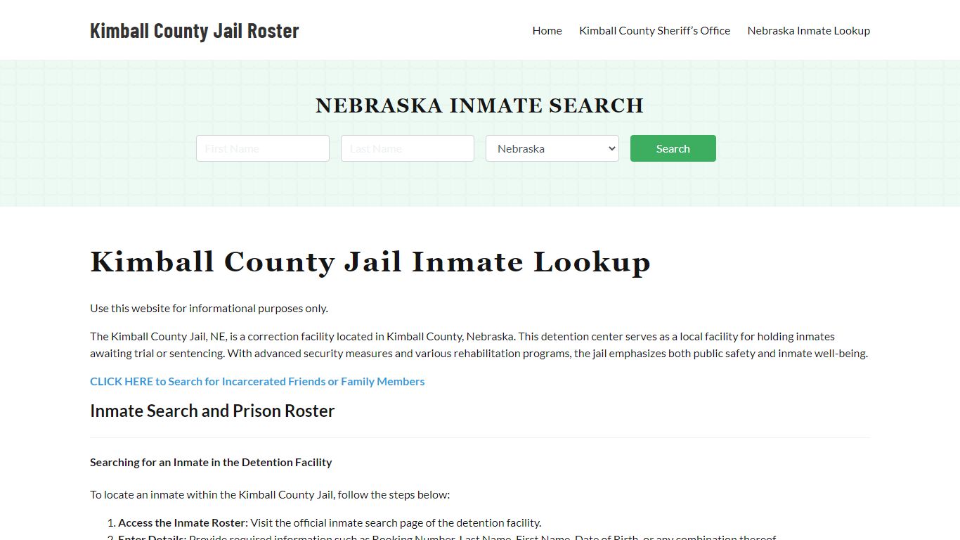 Kimball County Jail Roster Lookup, NE, Inmate Search