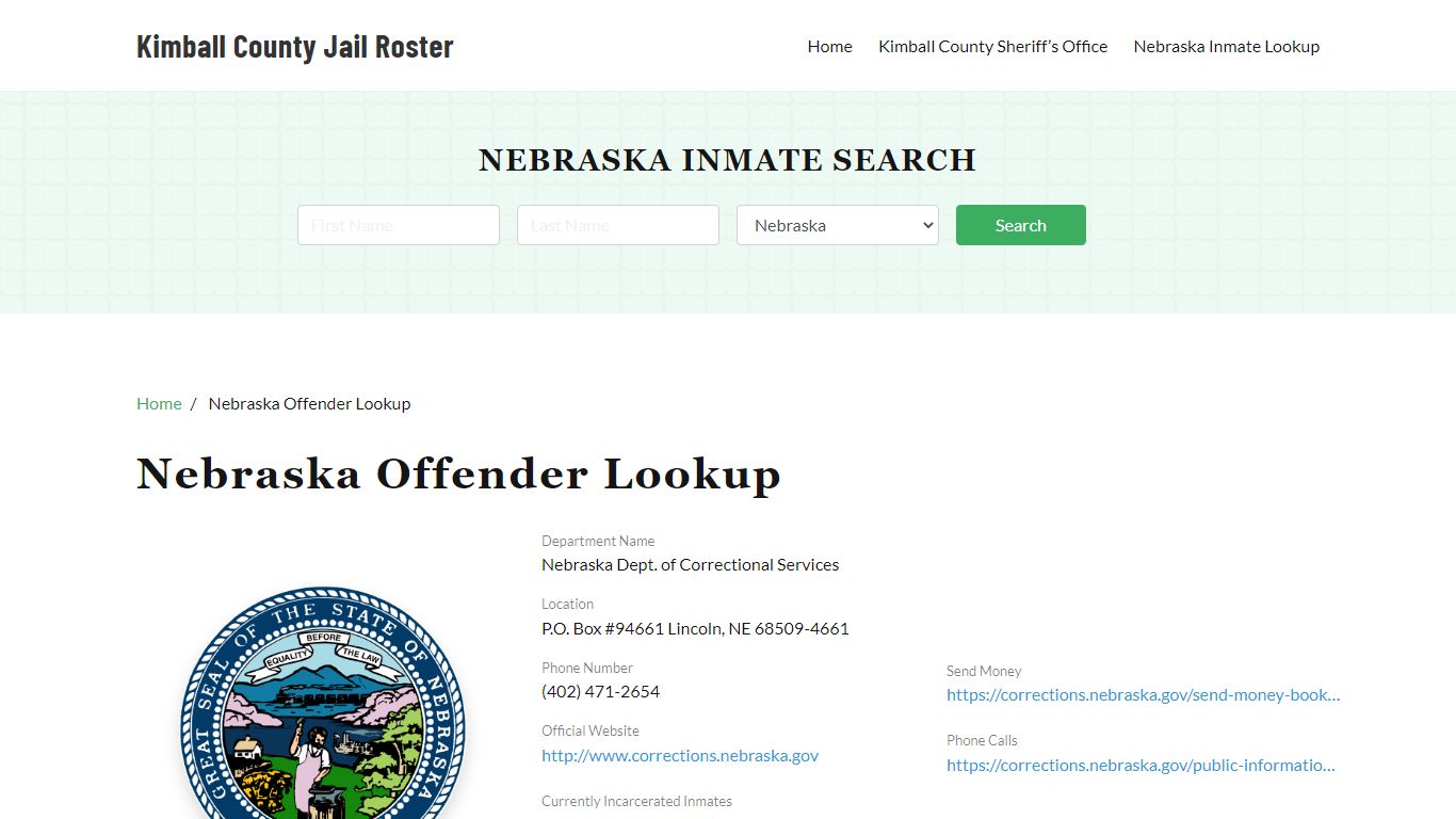 Nebraska Inmate Search, Jail Rosters - Kimball County Jail