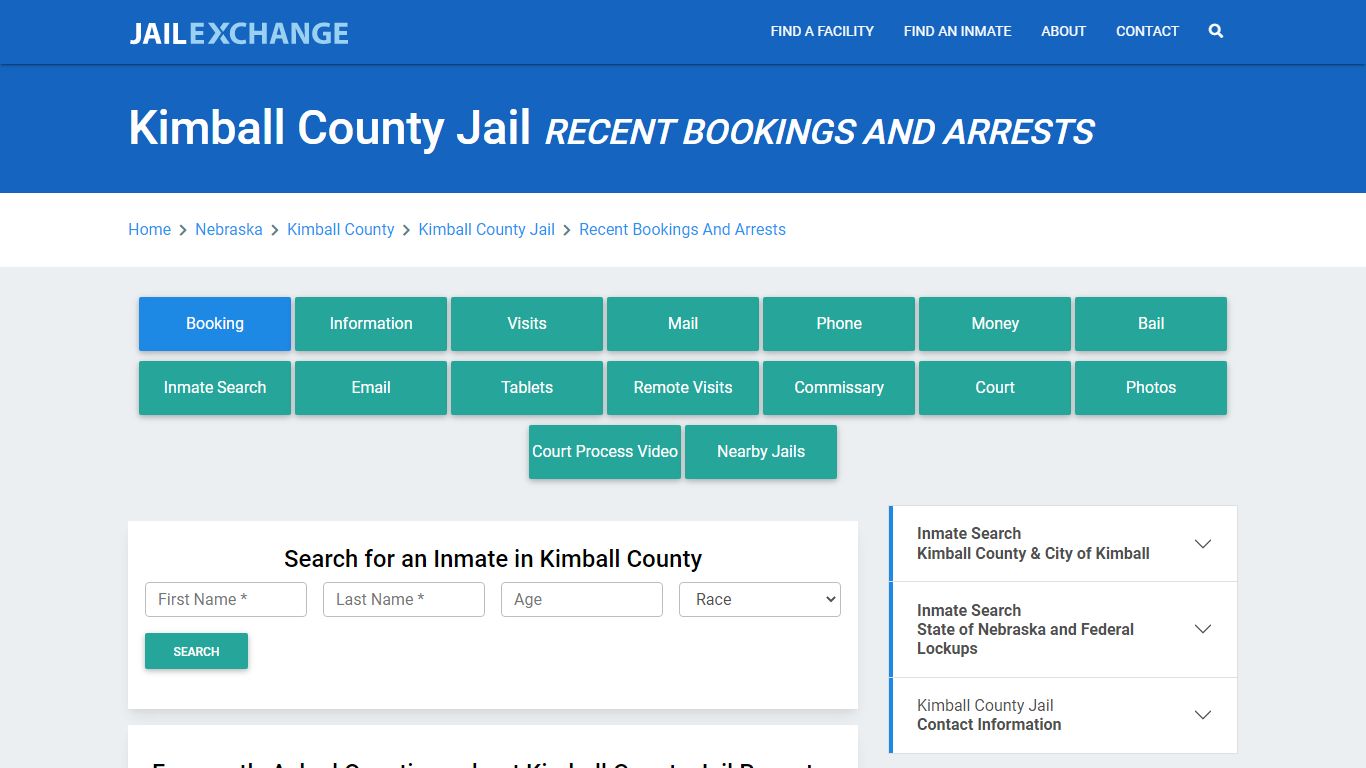 Kimball County Jail Recent Bookings And Arrests - Jail Exchange