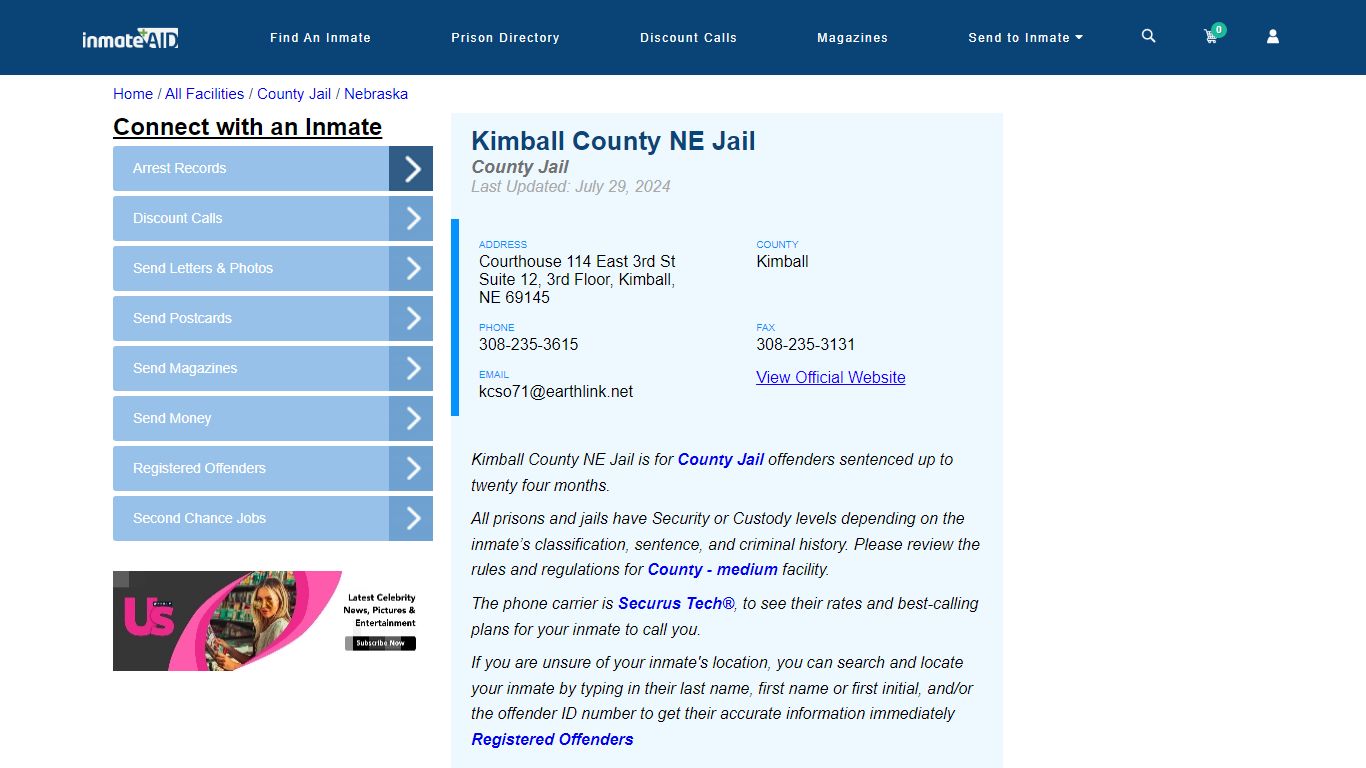 Kimball County NE Jail - Inmate Locator